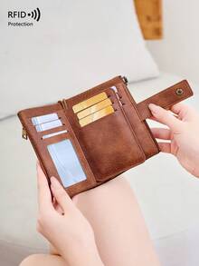 New Cross-Border RFID Anti-Theft Women's Wallet, Multifunctional Tri-Fold Short Purse, Vintage Large Capacity Coin Pouch - White - View 7