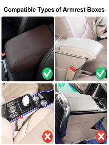 亮面汽車扶手座套附收納口袋，皮革中央控制台保護墊，閃亮水鑽汽車內飾配件，適用於大多數車型 - 款式B - 查看 11