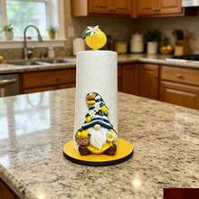 Lemon Wooden Vertical Paper Towel Holder, Cute Fruit Theme Kitchen Countertop Decor, Fun Desktop Roll Paper Dispenser, Suitable For Kitchen, Farmhouse Home Decor - View 3