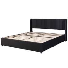 Bed Frame Velvet 180x200 Cm With Drawers, Black - 黑色 - 查看 11