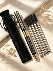 1 Pen And 4 Replacement Nibs And 1 Velvet Pen Pouch, Dragon Head Hollow Bright Metal Pen Set, Free Engraving, Perfect For: Office, School, Daily Use, Gift, Father's Day Gift - Sets - View 7
