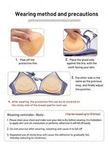 Women Thick Padded Push-Up Sticky Adhesive Sponge Bra Inserts, Suitable For Multiple Occasions 2 Pairs Self-Adhesive Silicone Bra Inserts, Thin Upper Layer & Extra Thick Invisible Bikini Bust Enhancer Pads - Heart-shaped Breast Pads - View 4