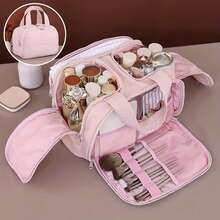 Multifunctional Extra Large Capacity 4-Compartment Toiletry Bag, Travel Portable Makeup Organizer Bag With Luggage Handle Sleeve - Multicolor - View 15