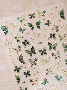 1 pieza Pegatina de uñas con mariposa de gelatina 5D en relieve brillante, diseño de mariposa con concha esponjosa de cristal brillante de colores, tema de dibujos animados - Calcomanías de arte de uñas autoadhesivas, decoración de uñas, pegatinas de uñas - Multicolor - Ver 3