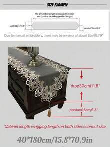 1 cái khăn trải bàn hình chữ nhật viền ren jacquard thêu kiểu Pháp sang trọng thanh lịch, phù hợp trang trí nhà hàng ngày, đám cưới, tiệc, lễ hội, dùng cho bàn trang điểm, tủ TV, bàn cà phê, bàn cạnh giường - trắng - Xem 4