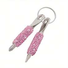 1pc Shiny Full Rhinestone Mini Screwdriver Keychain Set, Stainless Steel Slotted Screwdriver Portable Pocket Repair Multi-Function Tool, Shiny Crystal Rhinestone Key Ring Bag Pendant Fashion Style - Multicolor - View 12