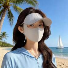 1件春夏透氣防曬面罩帽組合，中性戶外運動騎行開車網球用 3D 全臉防曬遮陽親膚面罩 - 彩色 - 查看 10