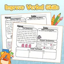 Children's English Learning Journal - Early Reading And Writing Practice Book With Picture Aids And Question Pages | Educational Daily Learning Notebook For Preschool And Kindergarten - Reading Comprehension Pad - View 6