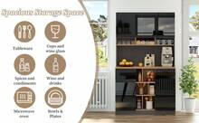 Modern White Sideboard - Adjustable Shelves - Black and Natural - View 8