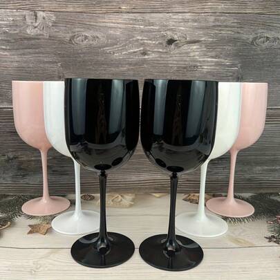 480ml Pink And White Wine Glasses, Made Of Impact-Resistant And Pressure-Resistant Material, Perfect For Weddings, Parties, Picnics, Ideal Valentine's Day Gift
