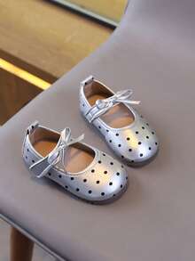 New Girls' Elegant Polka Dot Princess Shoes, Girls' Single-Layer Shoes - Silver - View 5