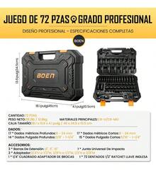 72 Pzas Juego De Dados De Impacto De 1/2 PuLG Con Matraca - negro - Ver 2