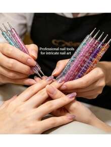 1pc Nail Art Dotting Pen, Nail Tool Set, Polka Dot Pen, Dedicated Dotting Pen With Multiple Heads For Gel Dotting And Outlining, Line Pen, Painting Pen, Can Dot Rhinestones, Can Dot Flowers - Multicolor - View 6