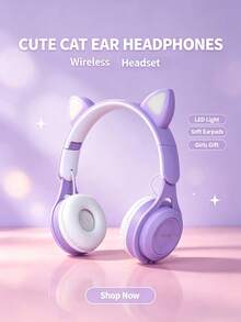 Gerripuer 可折疊無線貓耳耳機，變色貓耳無線耳機，內建麥克風，觸控操作，超長續航，適合兒童/禮物 - 查看 17