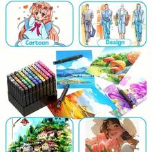 Personalized 48/24 Color Dual-Tip Marker Pen Watercolor Pen Set Professional Anime Painting Design Art Supplies - Sets - View 6