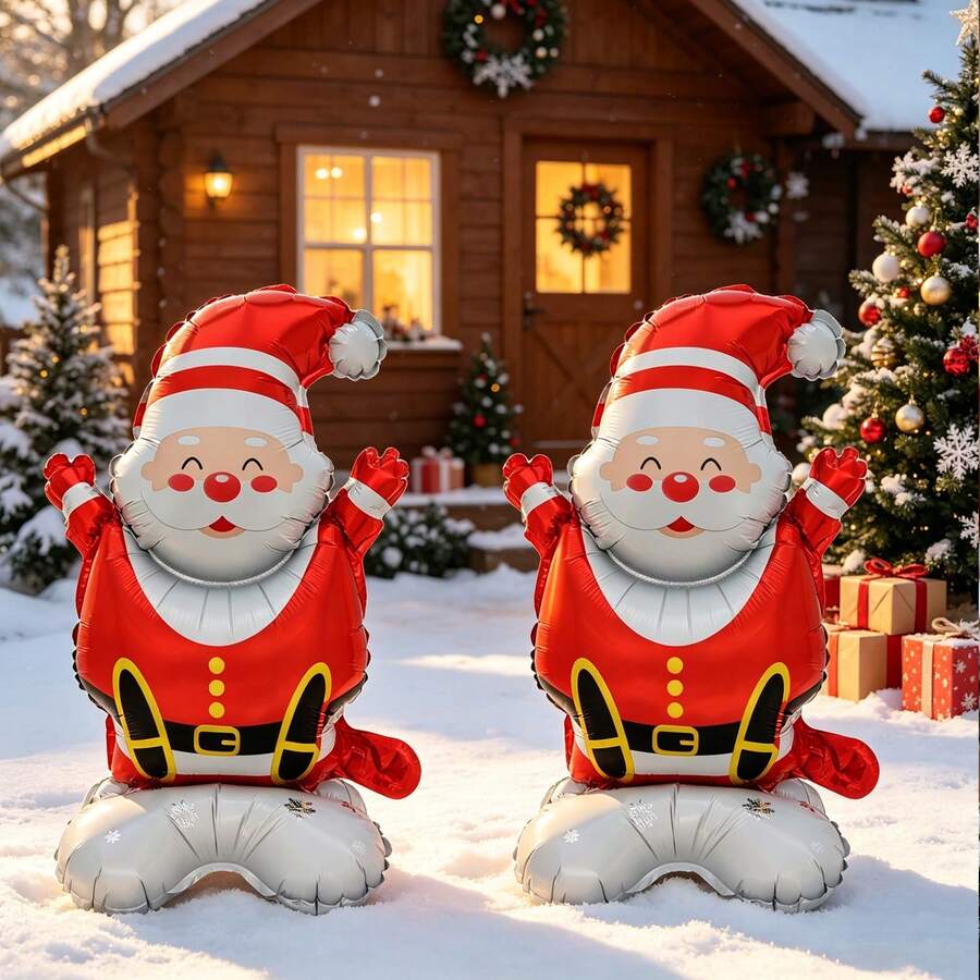 Small Standing Jumping Cheering Santa Claus Balloon Christmas New Year Party Decoration - Multicolor - View 1