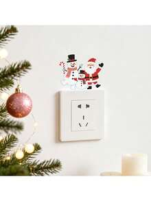 1pc Christmas Santa Claus, Large And Small Snowman, Candy Cane Light Switch Sticker, Removable Self-Adhesive Wall Decal, Suitable For Home Bedroom Outlet, Christmas Mini Decoration - 10*11.8cm/fun-kg237 - View 6