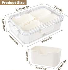 Scatola trasparente per spuntino a 4 scomparti con coperchi – Organizer portatile per verdure, dolci, frutta, noci, di dimensioni medie - Visualizzare 2