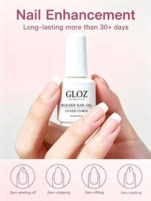 GLOZ 15ML Clear Builder Gel Nail Polish, Strengthening Gel, Extension Gel, Base Gel, 1 Bottle, No Soak-Off, UV LED Extension Nail Gel - Clear - View 3