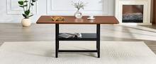 Rectangle Dining Table Industrial Style Walnut Finish, Seats 4-6 People, With Shelf And Black Metal - 黑胡桃木 - 查看 10