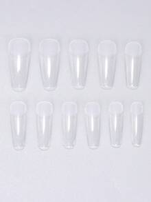 120pcs Long Coffin Shaped Soft Gel Nail Tips, Professional Full Coverage Clear Fake Nails, Pre-Formed Press-On Nails, Suitable For Acrylic Nail Extension, Nail Art Tools, Nail Supplies, Nail Technician Supplies, Stiletto Gel X Tips, Press-On Nails, Press-On Nail Art, Nail Art Set - Clear - View 3