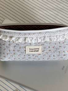 1pc Pink Lace Floral Pencil Case (Without Heart-Shaped Keychain), Unique Large Capacity Stationery Storage Bag, Student Stationery, Back To School Gift, Suitable For Student Exchange - Multicolor - View 6