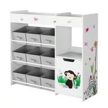 Estantería para juguetes, estante con 9 cajas de almacenamiento, organizador de juguetes, amplio espacio de almacenamiento, librería - Blanco - Ver 4