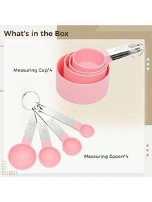 8-Piece Measuring Cup And Spoon Set, Stackable Cups And Spoons, Nested Measuring Cups With Stainless Steel Handles, Cooking And Baking Kitchen Gadgets - Multicolor - View 9
