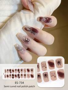 Halloween New Semi-Cured Gel Nail Stickers For Halloween & Christmas, Hardens Under Nail Lamp - Dusty Pink - View 7