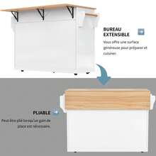 Kitchen Island White Made Of Wood For Kitchen - 原木色與白色 - 查看 2