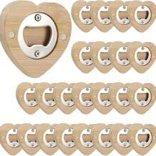 50/20/10pcs Bamboo Magnetic Heart-Shaped Bottle Opener, Creative Wooden Refrigerator Magnet Gift Bag, DIY Customized Engraving And Coloring, Personalized Wine Bottle Opener, Refrigerator Decoration, Party Favors, Wedding Favors, Bridal Shower, Engagement Gift, Anniversary, Birthday Gift, Housewarming Gift, Back To School, Autumn Gathering, Halloween, Thanksgiving, Christmas, New Year, Family Gathering, Bar Party, BBQ, Camping, Kitchen Decoration, Business Gift, Party Favors - Khaki (Heart-shaped Bottle Opener) - View 6
