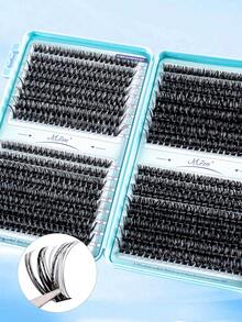 640/528pcs D Curl Faux Mink False Eyelashes Set, 10D-150D Mixed Density, Soft & Lightweight Self-Adhesive DIY Cluster Lashes, Suitable For Daily Home Layered Eye Makeup - D - View 10