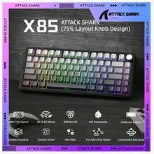 ATTACK SHARK X85 Wireless Mechanical Keyboard, TKL 82 Keys Bluetooth 5.0/2.4GHz/USB-C Hot Swappable Custom Keyboard, Gasket Structure, Knob, RGB Backlit Gaming Keyboard For Windows/ PC/ Linux/ Gamer - Moonlit Night/ BlackBerry/ Purple/ Star White - View 2