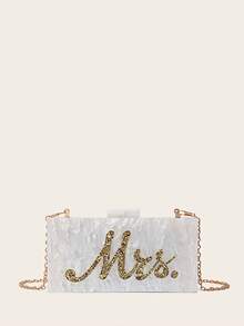 Mini Acrylic Striped Patchwork Bag - White - View 2