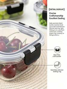 Glass Food Storage Containers Set With Airtight Leakproof Locking Lids, 12 Piece High Borosilicate Glass Storage Container Assortment For Meal Prep, Refrigerator Storage, Kitchen Organization, Food Preservation, Pantry Organization And Daily Storage - Transparent - View 6