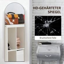 Full-Length Freestanding Mirror, 150 X 50 Cm, With Stand, Arched Design, Shatterproof Film, For Living Room, Bedroom, Black - 黑色 - 查看 5