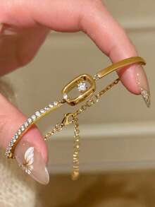 1 Peça Novo Bracelete com Design Vazado para Mulheres, Estilo Doce de Menina, Design Minimalista Versátil e Elegante, Luxo Leve de Nicho de Alta Qualidade - pulseira vazada - Visão 7