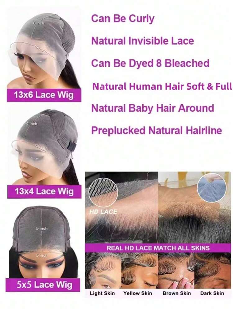 NARNI 13x6 Lace Frontal Wig Human Hair 250% Density Straight Lace Front Wigs Human Hair HD Transparent Lace Frontal Wig 100% Brazilian Glueless Human Hair Wig Pre Plucked With Baby Hair 15A Brazilian Virgin Human Hair Wigs For Women Natural Black Color - Natural Black - 查看 10