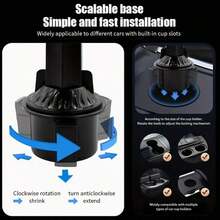 3-In-1 Multifunctional Car Cup Holder Expander With Detachable Tray And Rotating Tray, Fits Car Cup Holder, Includes Dual Cup Holder And Adjustable Base, Plastic Material - A - View 7