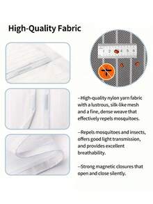 1pc Magnetic Door Curtain, Summer Insect-Proof Mosquito Net Door Screen, Fly Proof, Self-Closing For Kitchen, Living Room, Invisible Net - Stripe White - View 9