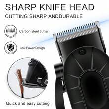 HIENA 男士無線迷你理髮器與剃鬚刀，1/2/3件可選，USB-C充電附LED顯示螢幕，鋰電池理髮修剪器，家用理髮工具，適合初學者理髮師，完美節日禮物 - 黑色 - 查看 6