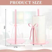 1pc Pink Bow Tissue Paper Holder - Freestanding Bathroom Tissue Paper Storage Rack, Suitable For Farmhouse Style Bathroom And Kitchen - Multicolor - View 4
