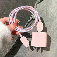 Bộ 5 miếng bảo vệ cáp sạc Apple 20W vân da mới, tương thích 17/16/15/14, chống gãy đầu cáp - Nhiều màu - Xem 14