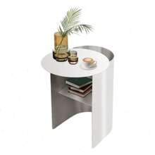 YUNRUX Mesa auxiliar, Mesa auxiliar de acero inoxidable, Mesa auxiliar para sofá - Plateado - Ver 8