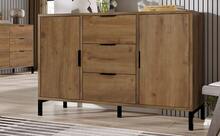 Sideboard With 2 Doors And 3 Shelves, Dark Oak - Dimensions 120x40x76cm - 深色橡木 - 查看 9
