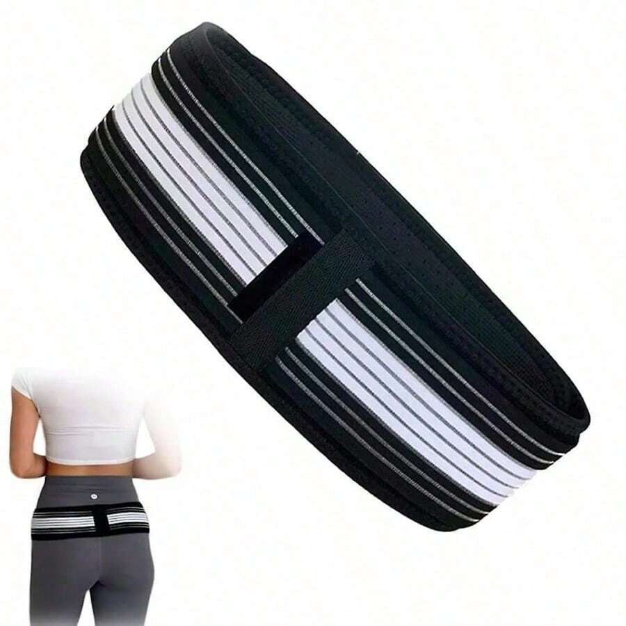 Polyester Waist Belt, Suitable For Pelvis And Lumbar Support, Adjustable Hip Support Brace, Unisex, Suitable For Fitness, Yoga, Body Shaping, Protecting Hips And Waist - Black - View 1