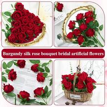 5/10pcs Artificial Red Rose Flowers, Suitable For DIY Wedding Bouquets, Table Centerpieces, Bridal Shower, Valentine's Day Decor, Baby Shower Decor, Home Decor, Living Room Decor, Dining Table, Wall, Garden, Wreath, Bedroom Decor, Etc. - Red - View 5