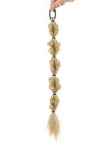 2 piezas Extensiones de cabello de cola de caballo trenzada larga sintética de 20 pulgadas en negro/marrón/dorado con banda elástica para uso diario de mujeres - Multicolor - Ver 11