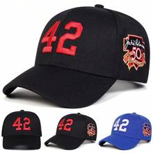 Random Color 1 Men's 42 Embroidered Five-Panel Baseball Cap, Adjustable, Fashionable Casual Hat Suitable For Spring And Autumn Travel - Blue - View 1