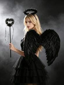 3 Buah Kostum Sayap Malaikat - Sayap Elegan, Bando, dan Tongkat Malaikat, Cocok untuk Halloween, Dekorasi Pesta Liburan, Perlengkapan Pertunjukan Dewasa. - MultiWarna - View 10